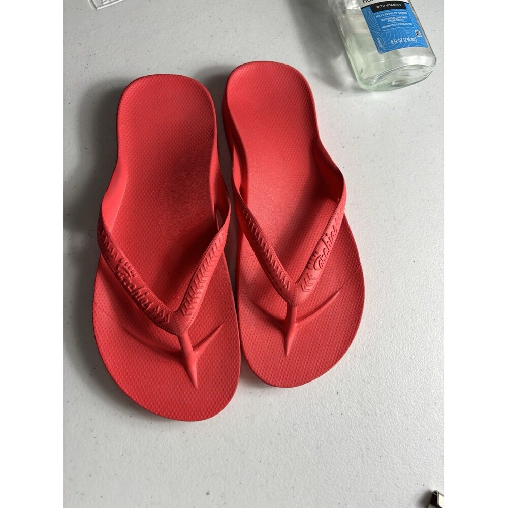 Archies Arch Support Flip Flops Red Mens 8 Womens 9 Color is CORAL